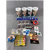 Image 1 : Assorted Collectibles - SFU Silver Anniversary Patches, Pro Set Hockey Cards, GM Place Cups & More