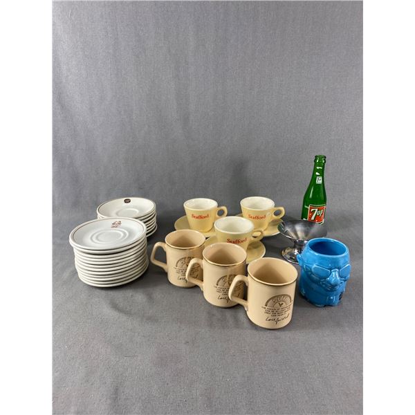 Vintage Lot Of Various Restaurant Ware - Stafford, Town Country Inns, etc, Vintage 7-Up Bottle & Mor