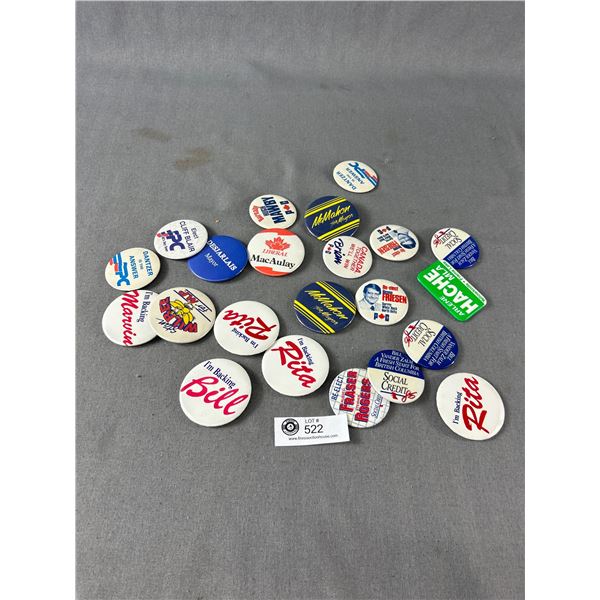 Lot Of Vintage B.C. Political Button Badges