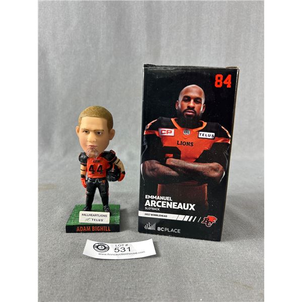 2 B.C. Lions Bobbleheads - Adam Bighill & Emmanuel Arceneaux