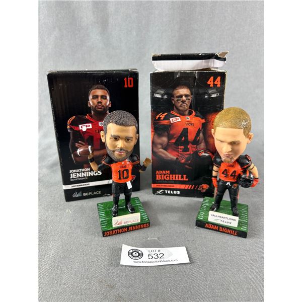 2 B.C. Lions Bobbleheads - Adam Bighill & Jonathon Jennings