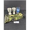 Image 1 : 2 Vintage RCAF Double Egg Cups, NASA Glass & Camo Bottle Carrier