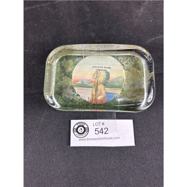 Vintage Grants Pass Oregon Glass Paperweight