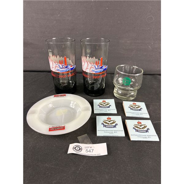 Vintage Collectibles - Pay N Pak Glasses, Air Force Officers Association, Van. B.C. Matchbooks, Frei