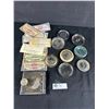 Image 1 : Lot Of Vintage Watkin Coupons, Glass Canning Lids & Cannistor Cover