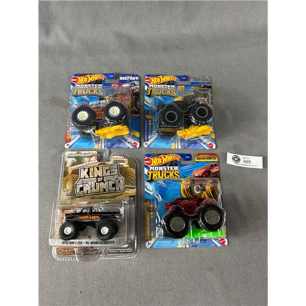 4 HotWheels Monster Truck Die-Casts Vehicles In Original Packages