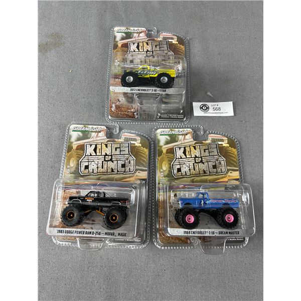 3 Greenlight King Of Crunch Moster Truck Die-Cast Vehicles In Original Packages