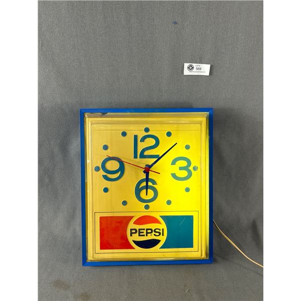 Vintage Electric Pepsi Cola Clock. Approx, 16"x 13"