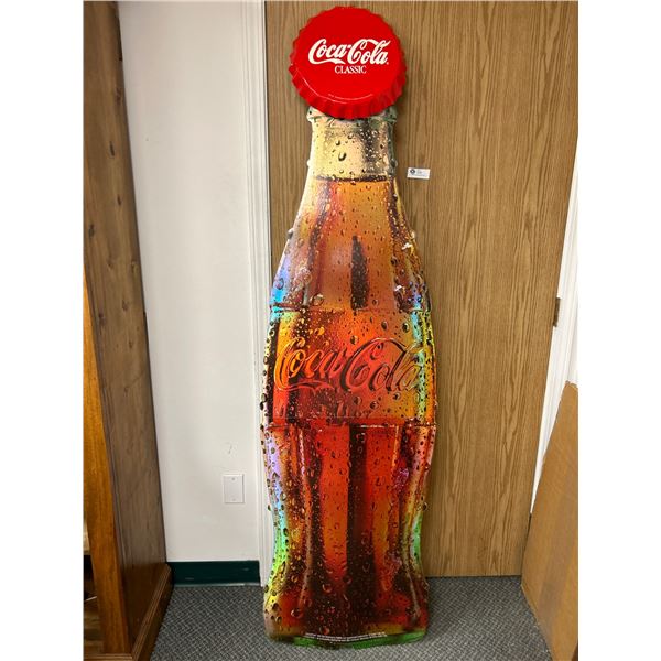 Large Cardboard Coke Bottle Advertisement w/ Metal Bottle Cap. NO SHIPPING. Approx. 76" T