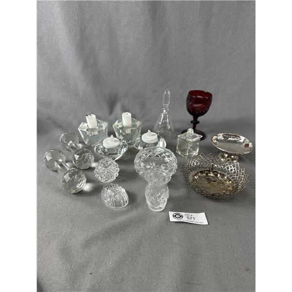 Lot Of Assorted Home Décor - Crystal Knife Holders, Candle Holders & More