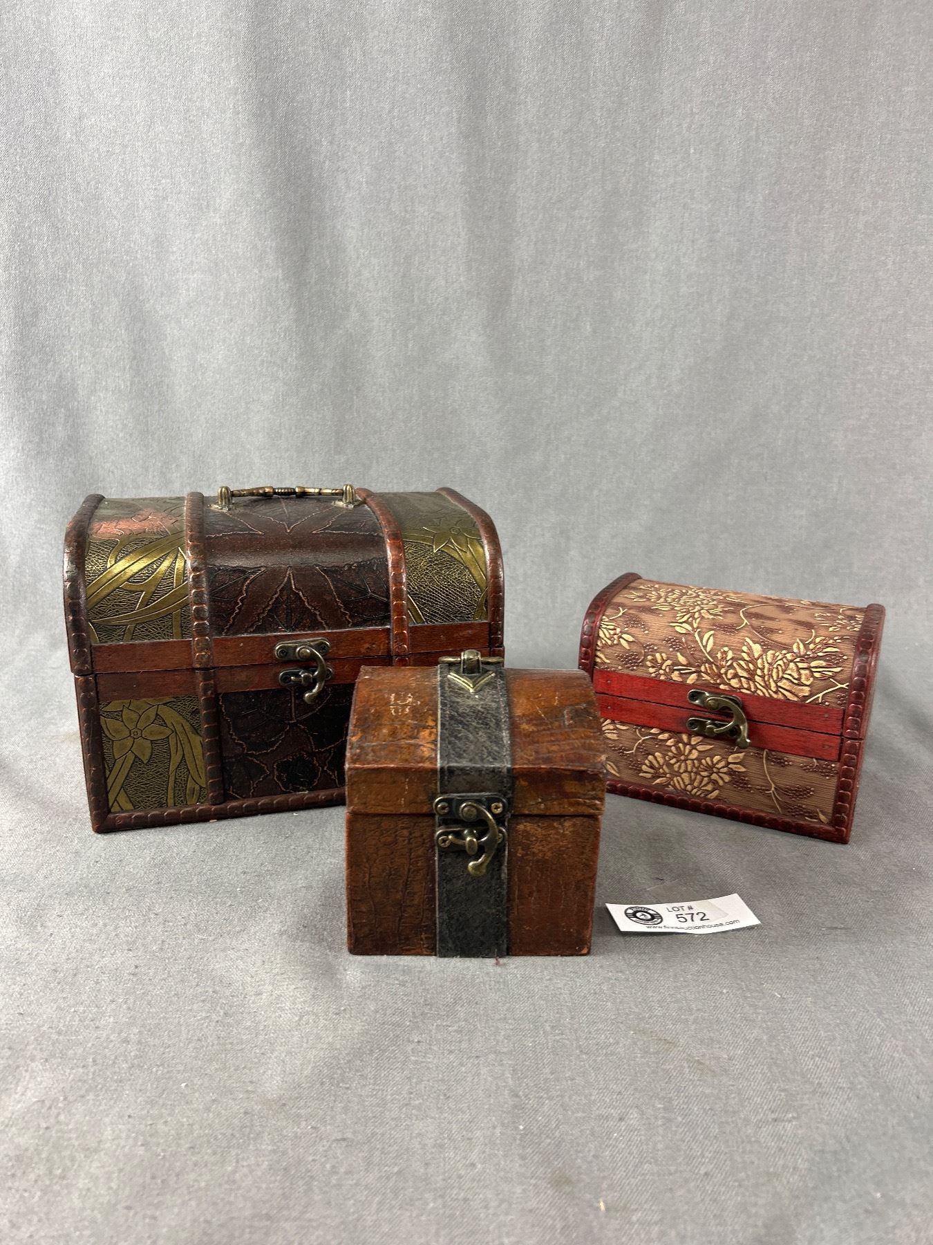 3 Nice Decorative Chest Boxes. Largest Is 8
