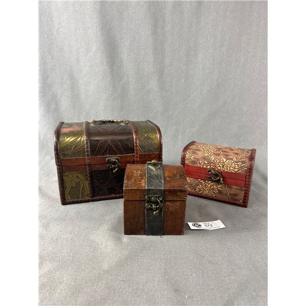 3 Nice Decorative Chest Boxes. Largest Is 8" x 6" x 6"