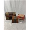 Image 1 : 3 Nice Decorative Chest Boxes. Largest Is 8" x 6" x 6"