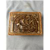 Image 3 : 2 Vintage Trinket Boxes. Largest Is Genuine Leather. Made In Spain. Smallest Is Laquered Wood