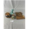 Image 1 : Assorted Home Décor - Heavy Metal Mermaid, Pottery Bowl, Sleeping Resin Critter & Costa Rica Plaque