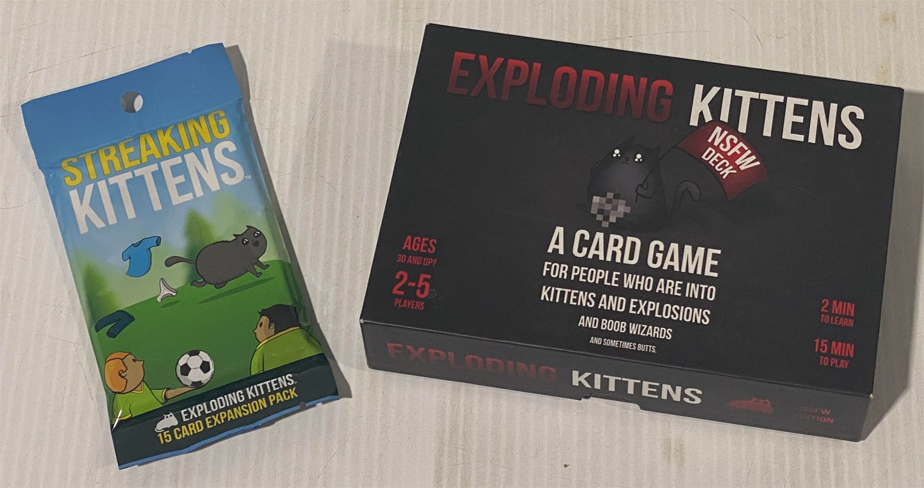 EXPLODING KITTENS NSFW CARD GAME & 15 CARD EXPANSION PACK