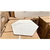Image 2 : HALF PALLET OF HEXAGON PORCELAIN TILES IN CALCUTTA GOLD 10SQ.FT. PER BOX, APPROX 40