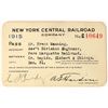 Image 1 : New York Central Railroad Company Pass 1915  [180378]