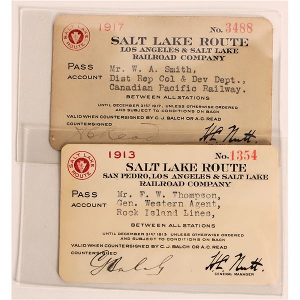 Salt Lake Route  RR Co. passes, 1913-17  [176592]