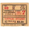 Image 1 : NY Football Ticket Stub from Dec.7, 1941  [182261]