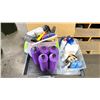 Image 2 : BLACK MOBILE TECHNICIANS TABLE WITH ASSORTED SPA PRODUCTS