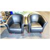 Image 1 : PAIR OF BLACK LEATHER LOOK RECEPTION TUB CHAIRS