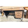 Image 3 : OAK PEDESTAL TABLE ( 3' DIAMETER X 30"H ), A 2 DRAWER WOODEN TOP WORK SURFACE 42'W X 24"D X 30"H,