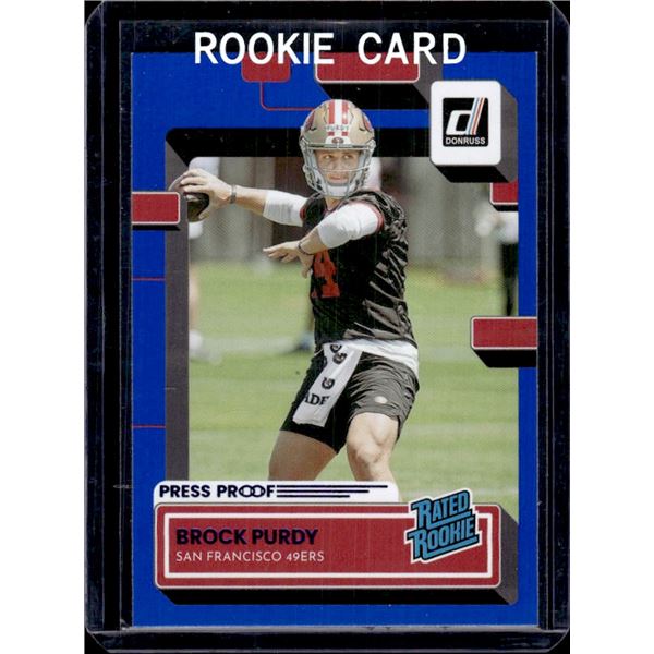 Brock Purdy Rookie Card 2022 Donruss Blue Press Proof #374