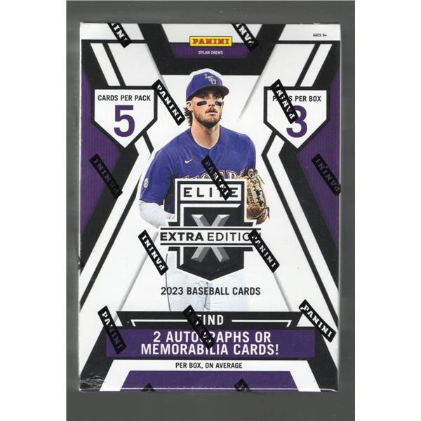 2023 Panini Elite Extra Edition Baseball Blaster Box - 2 Autos or memorabilia per box.