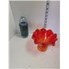 Image 1 : Mid Century Orange-Red Glass Candy Dish