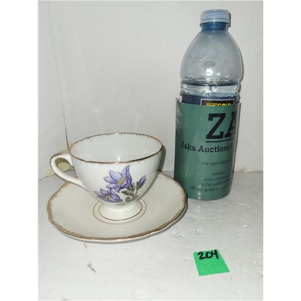 Tea cup and saucer - purple flowers