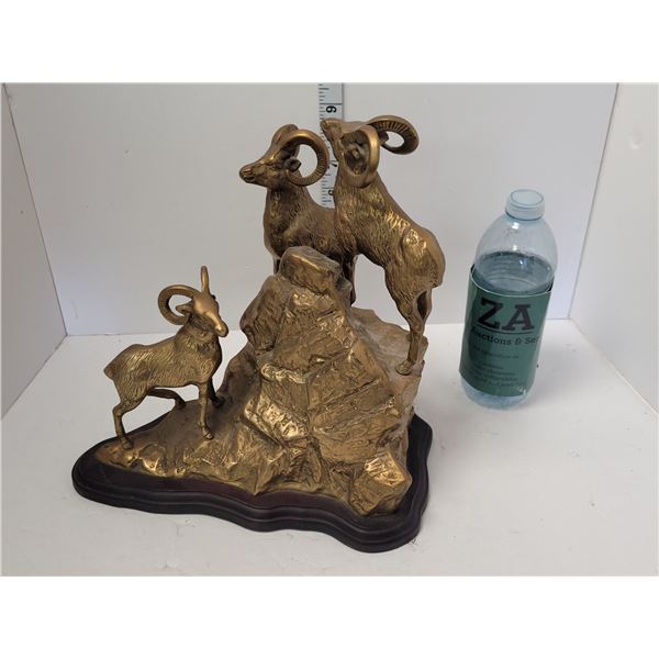 3 brass Mountain Goat statue