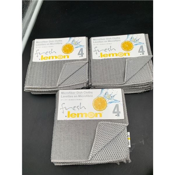 Fresh Lemon Microfiber Dish Cloths (3 x 4- 12in x 12in)