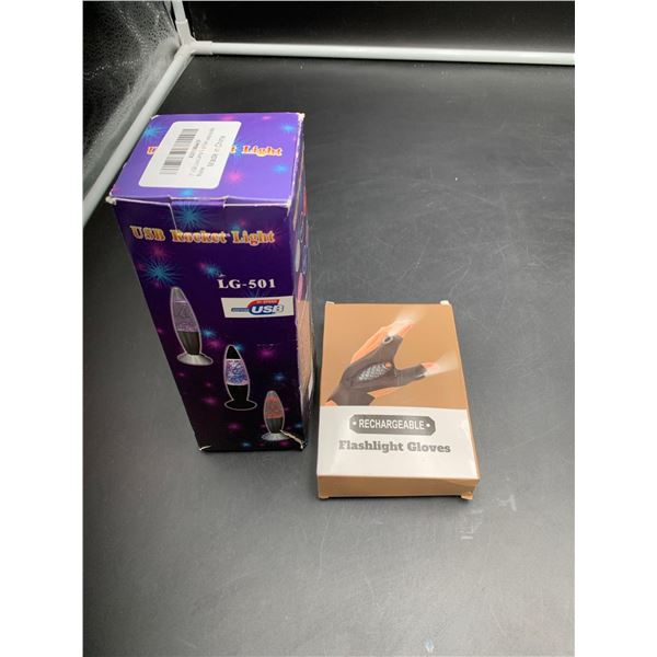 USB Rocket Light and Rechargeable Flashlight Gloves