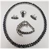 Image 5 : Silver Natural Sapphire Necklace Earring Ring And Bracelet 160Ct Set (~weight 98g), Appraised Retail