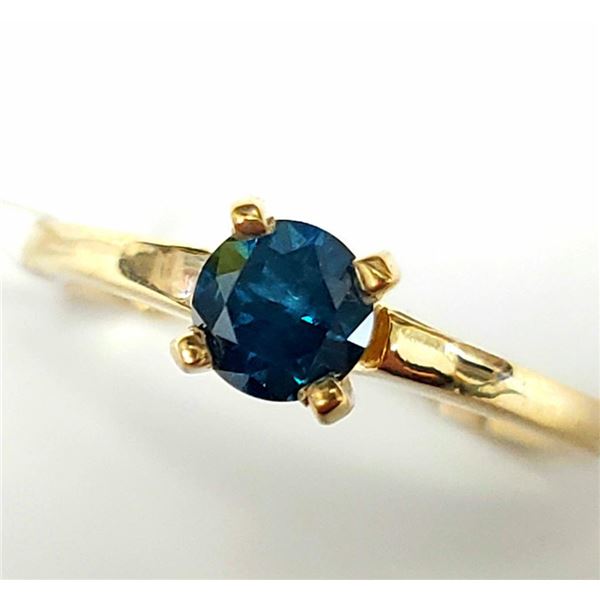 10K Yellow Gold Natural Blue Diamond Treated(0.41ct) Ring (~Size 6)(Ring is resizable for $40) (~wei
