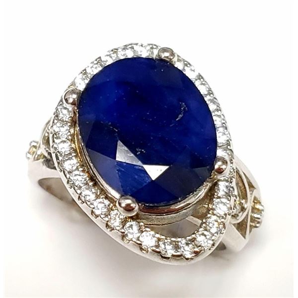 Silver Natural Big Sapphire (5+ct) Ring, Suggested Retail Value $1000