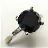 Image 1 : 14K White Gold Black Diamond(2.9ct) Ring (~Size 6)(Ring is resizable for $40) (~weight 2.5g), Made i