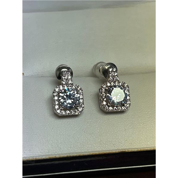 Cushion Cut Brilliant Round Solitaire 1.0 Carat Earring Set