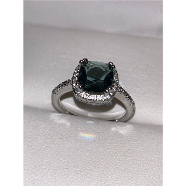 V. Wang Styled Ladies .925 Oval Cut 2.25 carat Blue Topaz Solitaire Dress Ring