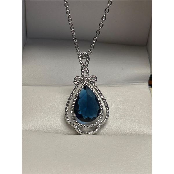 Ocean Gem 3.0 Carat Pear Cut Teardrop Pendant & Chain Set