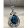 Image 3 : Ocean Gem 3.0 Carat Pear Cut Teardrop Pendant & Chain Set