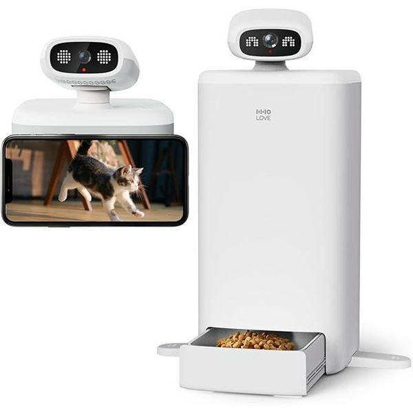 HHOLove Automatic Cat Feeder with Camera, Cat Feeder with 360° Camera 1080P, 2-Way Audio, Night Visi
