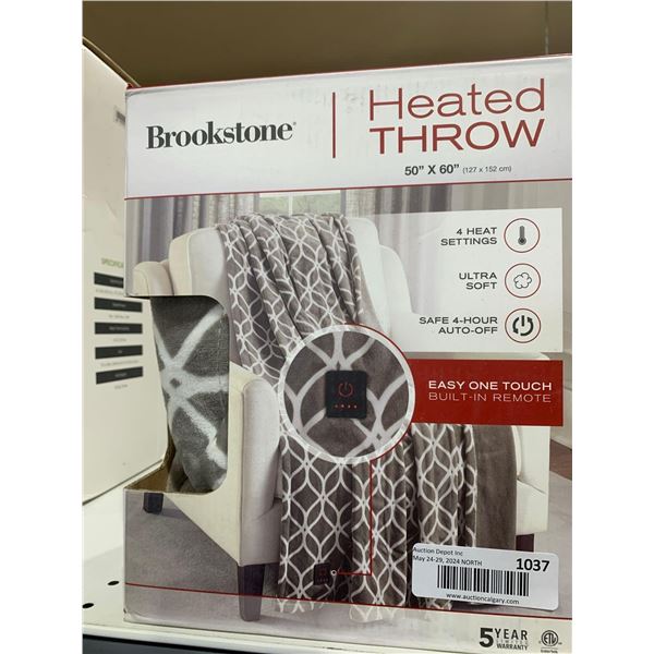 Brookstone Heated Throw 50"x60" Grey & White