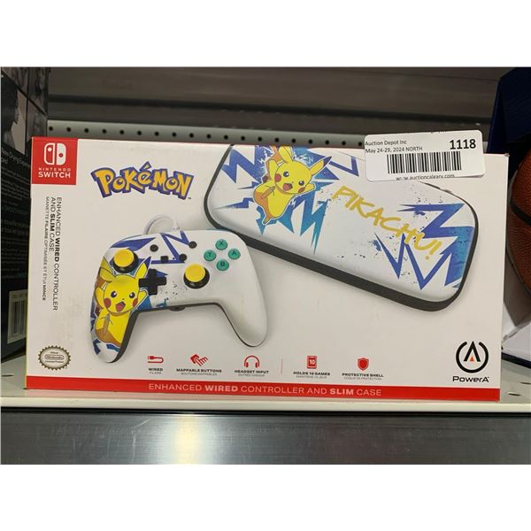 Nintendo Switch POKEMON Enhanced Wired Controller And Slim Case
