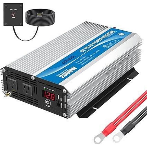 GIANDEL 2000 Watt Power Inverter 12V DC to 110V 120V AC Listed by CETL Standard with Remote Control 