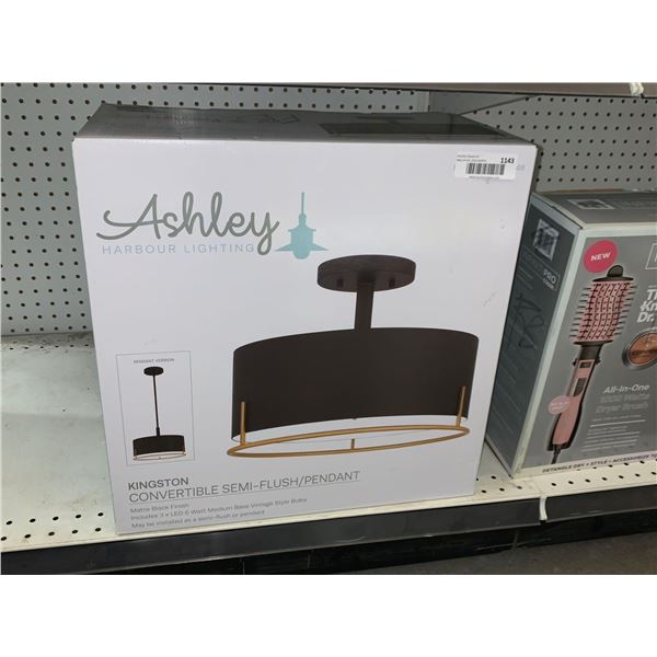 Ashley Harbour Lighting Kingston Convertible Semi-Flush Pendant Matte Black Finish