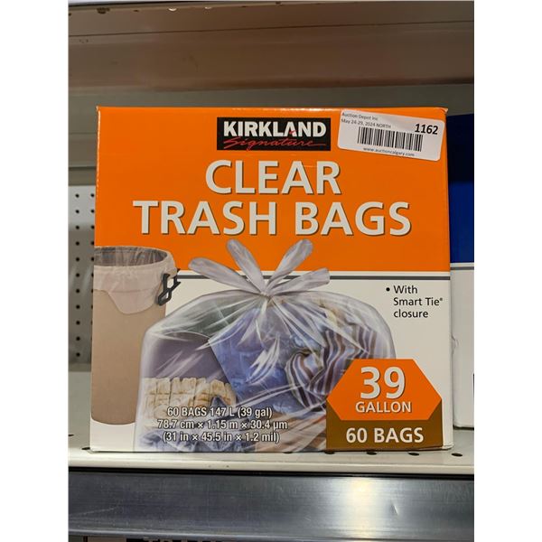 Kirkland Signature Clear Trash Bags 39 gal 60 Bags