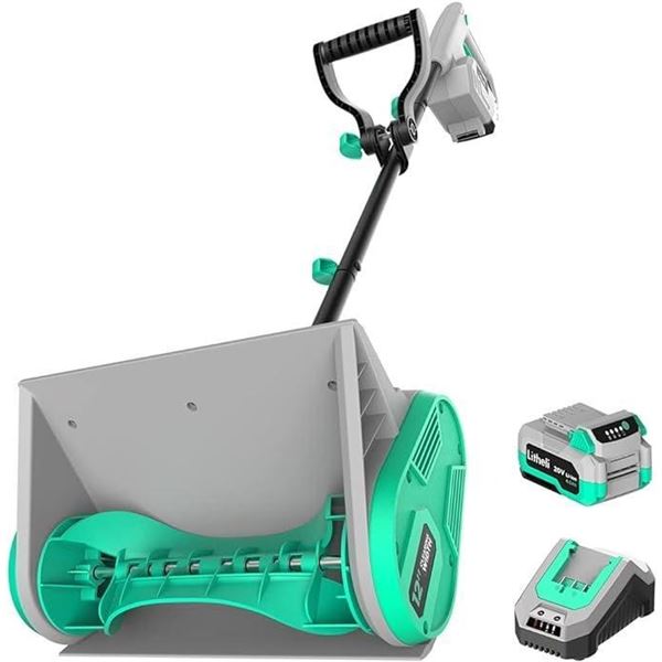 Litheli Cordless Snow Shovel, 20V 12-Inch Battery Powered Snow Thrower, Battery Snow Blower with Aux