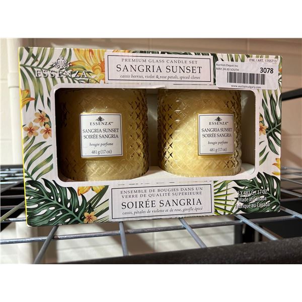 Premium glass sangria sunset candle set